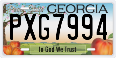 GA license plate PXG7994