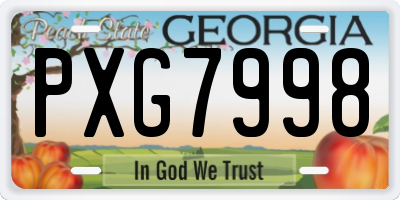 GA license plate PXG7998