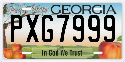 GA license plate PXG7999