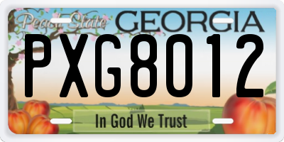 GA license plate PXG8012
