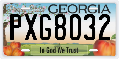 GA license plate PXG8032