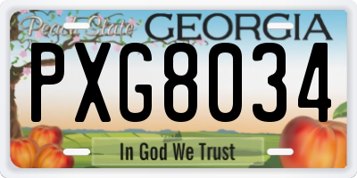 GA license plate PXG8034