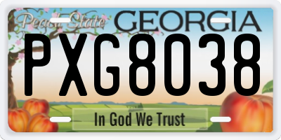 GA license plate PXG8038