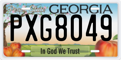 GA license plate PXG8049