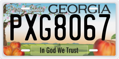 GA license plate PXG8067