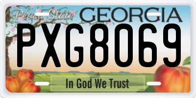 GA license plate PXG8069