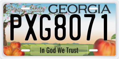 GA license plate PXG8071