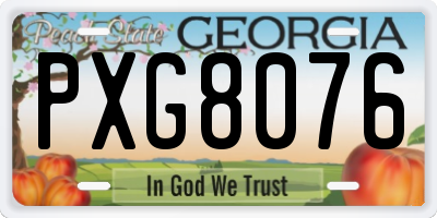 GA license plate PXG8076