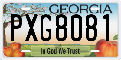 GA license plate PXG8081