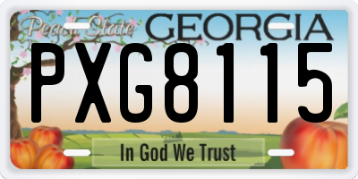 GA license plate PXG8115