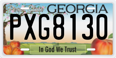GA license plate PXG8130