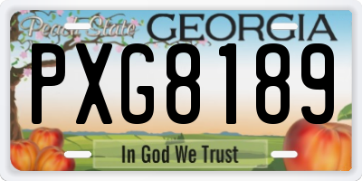 GA license plate PXG8189