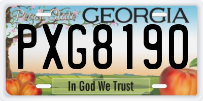 GA license plate PXG8190