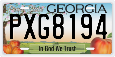GA license plate PXG8194