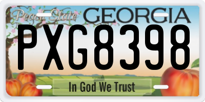 GA license plate PXG8398