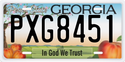 GA license plate PXG8451