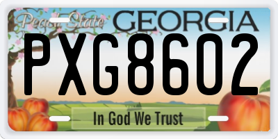 GA license plate PXG8602
