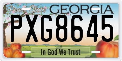 GA license plate PXG8645