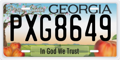 GA license plate PXG8649