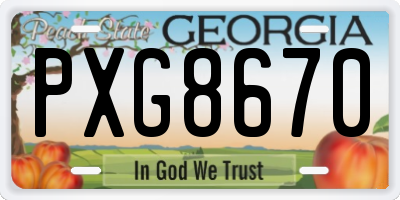 GA license plate PXG8670