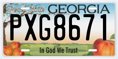 GA license plate PXG8671