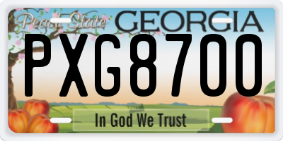 GA license plate PXG8700