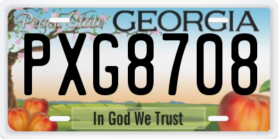 GA license plate PXG8708