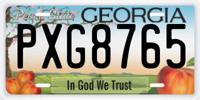 GA license plate PXG8765