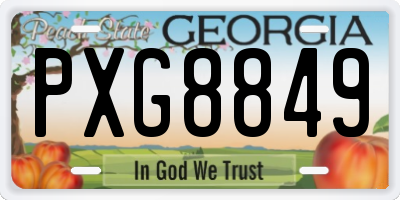 GA license plate PXG8849