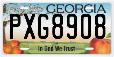 GA license plate PXG8908