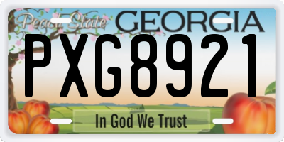 GA license plate PXG8921