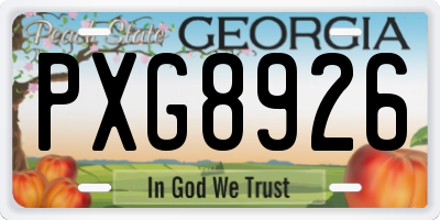 GA license plate PXG8926