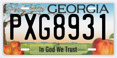 GA license plate PXG8931