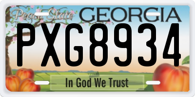 GA license plate PXG8934