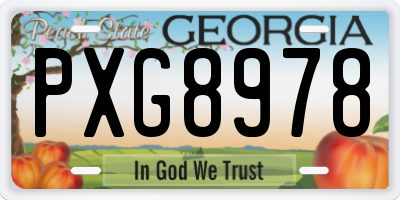 GA license plate PXG8978