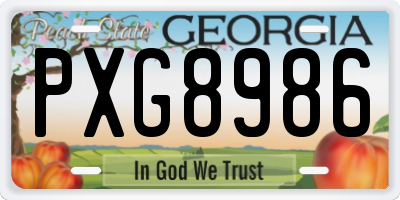 GA license plate PXG8986