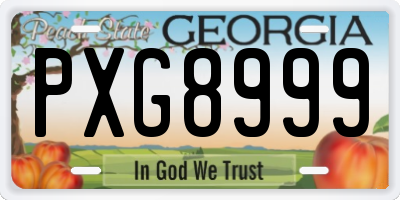 GA license plate PXG8999