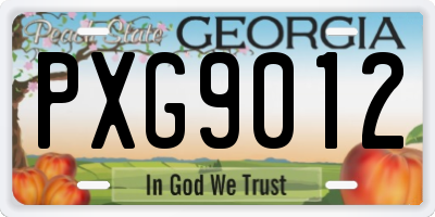 GA license plate PXG9012