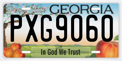 GA license plate PXG9060