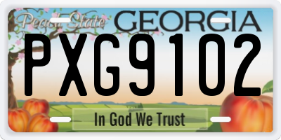 GA license plate PXG9102