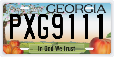 GA license plate PXG9111