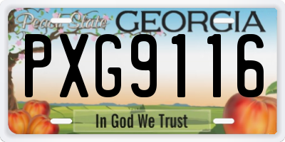 GA license plate PXG9116