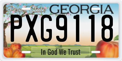 GA license plate PXG9118