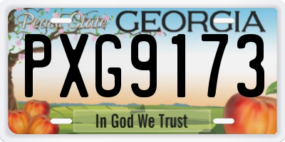 GA license plate PXG9173
