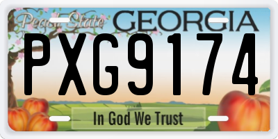 GA license plate PXG9174