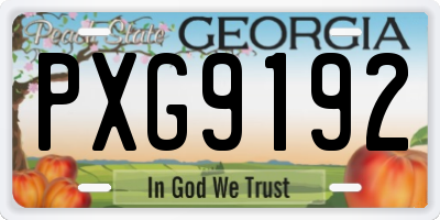 GA license plate PXG9192