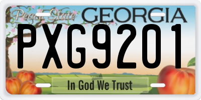 GA license plate PXG9201