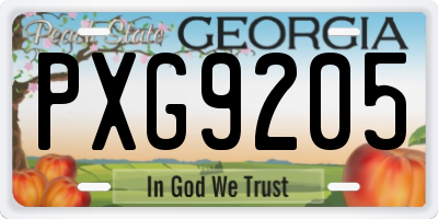 GA license plate PXG9205