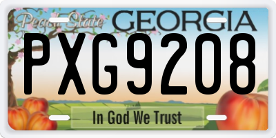 GA license plate PXG9208
