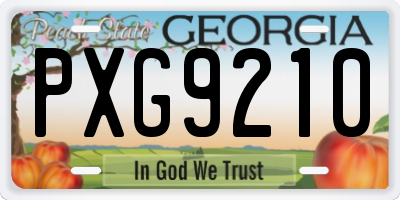 GA license plate PXG9210